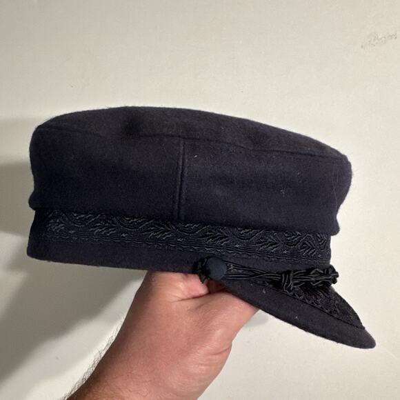 Vintage Aegean Greek Fisherman's Black Wool Hat 58cm 7 1/4 made in Greece - Picture 6 of 9